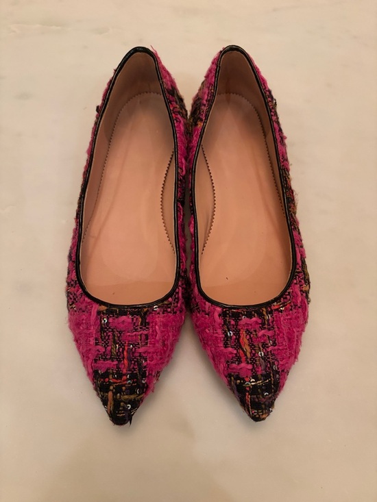 Women's Pink Tweed Pointed-Toe Flats by J.Crew - Picture 2 of 5